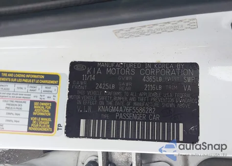 2015 Kia Optima Lx z USA, uszkodzony, nr VIN KNAGM4A76F5586282